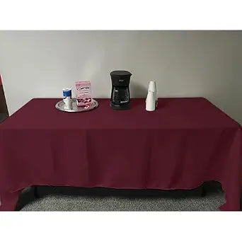 Intedge TCM5496-BURGUNDY Tablecloth, Rectangular Hemmed Edge, 54" x 96", 65/35 Poly Cotton Fabric Dining Table Cover, Washable Banquet and Wedding Tablecloth, Made in USA, 1 Each