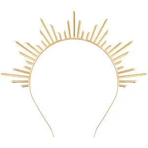 Gold Sun Headband Halo Crown Goddess Headpiece Costume Accessories