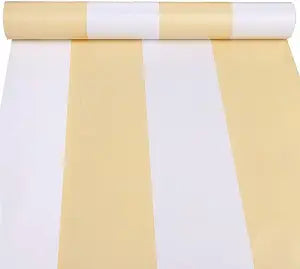 Self Adhesive Vinyl Yellow and White Wide Stripe Peel and Stick Wallpaper Shelf Liner for Walls Nursery Girls Bedroom Cabinets Dresser Drawer Furniture Decal Removable Waterproof 17.7x117 Inches