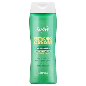 Suave Pistachio Cream Exfoliating Body Wash & Scrub with Glycerin & Vitamin E, Sulfate-Free Hydrating Cleanser for Soft, Smooth Skin, 18 FL OZ