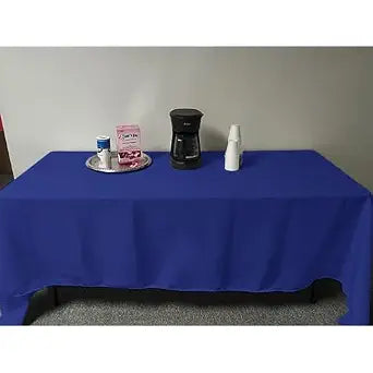 Intedge TCM5496-RYL Blue Tablecloth, Rectangular Hemmed Edge, 54" x 96", 65/35 Poly Cotton Fabric Dining Table Cover, Washable Banquet and Wedding Tablecloth, Made in USA,Royal Blue, 1 Each