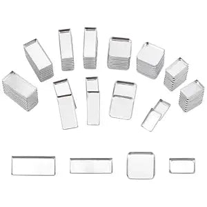 PH PandaHall 80pcs Small Empty Pans 4 Size Non-Magnetic Aluminum Empty Eyeshadow Pans Mini Rectangle Palette Pan DIY Blush Lipstick Palette for Makeup Cosmetic, 16mm/19.5mm/26.5mm/27mm