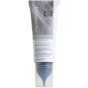 AGE beautiful Brightening Shampoo for Silver & Gray Hair, Clarifying Wash with CoQ10 + Charcoal, Removes Mineral Build-Up & Pollution for Bright, Shiny Hair, Sulfate-Free, Color-Safe