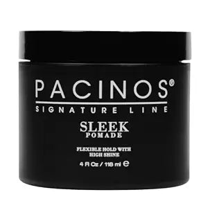 Pacinos SLEEK High Shine Flexible Pomade for Men - Long-Lasting Styling for Medium to Longer Hair - Wet Look with All-Day Hold - 4 oz