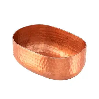 American Metalcraft ABHC46 Aluminum Hammered Oval Basket - Elegant, Artisanal Serving Ware for Entres, Appetizers and Sides - Handwash Only, 25oz, Copper