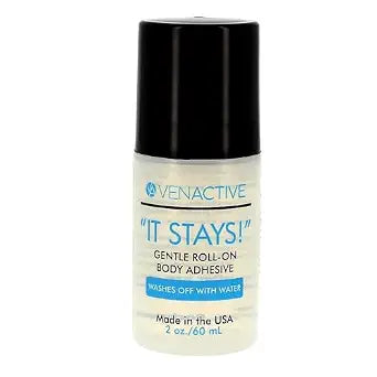 IT Stays Body Adhesive Roll on Body Glue 2oz for Stockings, Arm Sleeves, Wigs, Bras, Theatrical Costumes, Dance Competition, or Any Other Clothes, Clear, Odorless and Hypoallergenic