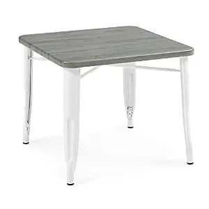 Delta Children Bistro Kids Play Table - Ideal for Arts & Crafts, Snack Time, Homeschooling, Homework & More, White Metal/Grey Barnboard