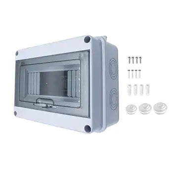 8 Way Circuit Breaker Box, MCB Distribution Protection Box with Transparent Cover, IP65 Waterproof ABS Plastic Material with DIN Rail for Indoor Outdoor Wall Mount Electrical Application