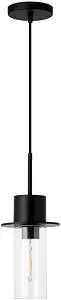 Idris 6.5" Wide Pendant with Glass Shade in Blackened Bronze /Clear