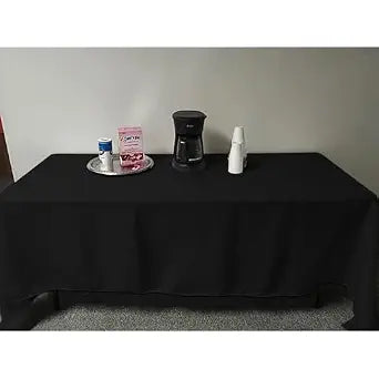 Intedge TCM45110-BLACK Rectangular Tablecloth, 45" x 110", Hemmed Edge, 65/35 Poly Cotton Blend, Made in USA, Reusable Fabric Table Linen for Dining, 1 Each