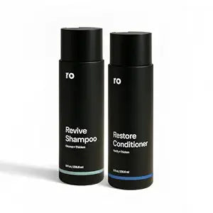 Ro Men's Revive Shampoo & Restore Conditioner Duo | Exfoliates, Clarifies, Fortifies & Moisturizes for Thicker Looking Hair, Made Without Sulfates, Parabens, or Phthalates | 8 fl oz (Pack of 2)
