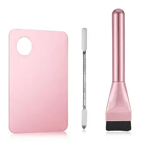 Ouligay 3 Pcs Makeup Mixing Palette,Make Up Spatula Tool Including Makeup Palette Tray,Foundation Spatulas,Foundation Brush, Makeup Brush Set for Women Girl Korean Makeup Cosmetic Spatula Tool(Pink)
