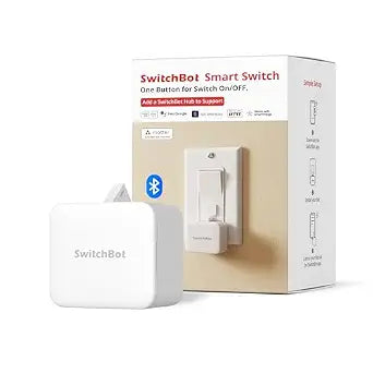 Switchbot Bluetooth Fingerbot Button Pusher for Rocker Switches Turn Lights/Coffee On by App or Timer, No Tools, Optional Hub for Voice & Away Control, White