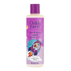 Childs Farm, Kids Hair & Body Wash for Dry, Sensitive Skin, Blackberry & Organic Apple, Gently Cleanses, Vegan, Cruelty-Free, 8.4 Fl Oz