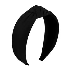 YISSION Black Knotted Headband for Women, Wide Twist Fabric Hairband, Fashion Hair Accessory for Everyday Wear, Parties, and Travel