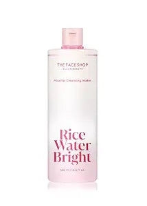 The Face Shop Rice Water Bright Micellar Water, Hydrating Face Cleanser and Makeup Remover, with Rice Active Complex���, Gentle for Sensitive Skin, 16.9