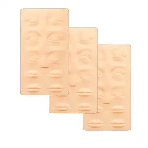 3 Sheet Eyebrow Tattoo Skin 3D Silicone Microblading Lip Training Makeup Practice Face for Professionals and Beginners