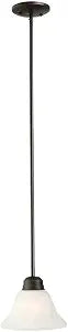 Design House 514513 Millbridge Traditional 1-Light Indoor Dimmable Mini Pendant with Alabaster Glass Shade for Kitchen island bar Bar, Oil Rubbed Bronze