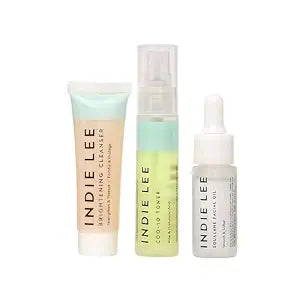Indie Lee Discovery Kit - Brightening Cleanser, CoQ-10 Toner + Squalane Facial Oil - Skincare Regimen for Adults (3-Piece Travel Size Set)