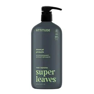 ATTITUDE Men's Body & Face Wash, Matcha & Bergamot, EWG Verified, 32 Fl Oz