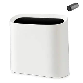 SUBEKYU 2.3 Gal Bathroom Trash Can,Small Garbage Can for Kitchen,White