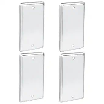OHLECTRIC 4x2 Single-Gang Blank Outlet Covers (4-Pack) Rectangle Metal Blank Handy Box Cover Plate, Fire-Rated Steel Electrical Box Cover for Junction Boxes & Device Boxes, Durable Metal Covers