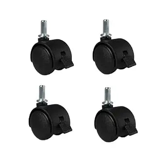 Small Swivel Caster Wheels 4pcs 1 Inch Locking Casters Diameter 6.25mm Straight Stripes Stem Easy Clip on Replacement Wheels for Rolling Plastic Drawers Carts Boxes Shelves with Reserved Holes