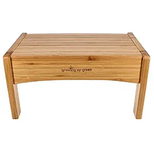 Growing Up Green Bamboo Bathroom Step Stool for Kids Using the Toilet and Sink - Kids Step Stool, Potty Training, Non-Slip, Bathroom, Kitchen, Lightweight