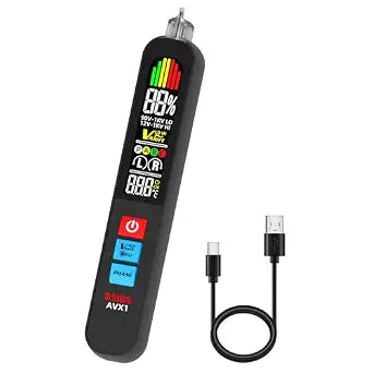 BSIDE Voltage Tester, Non-Contact with 3-Phase Rotation Indicator & Signal Percentage, Rechargeable AC Electrical Voltage Detector Pen, High/Low Sensitivity with 6 Ranges, 3-Mode Alarm with Analog Bar