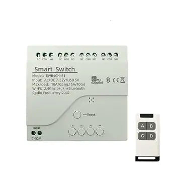 4 Channel USB 5V DC 7-32V Smart WiFi Bluetooth Wireless Relay Switch Module,eWelink app WiFi Remote Control Lights Garage Door,Compatible with Alexa,Google Assistant