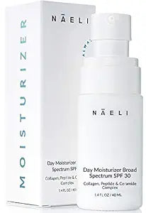 NAELI Face Moisturizer with SPF 30, Anti Aging Collagen & Peptide Cream, Reduces Wrinkles - Lightweight Skin Hydration with Hyaluronic Acid, Paraben Free & Non-Comedogenic Sunscreen, 1.4 oz