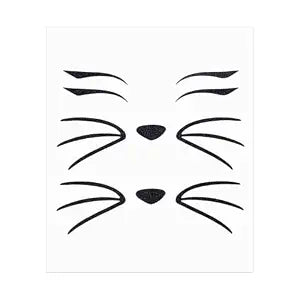 Halloween Cat Face Stickers Glitter Black Cat Whisker Face Tattoos