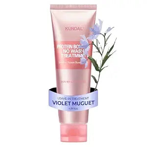 KUNDAL Protein Bonding Korean Hair Care No Wash Treatment, Violet Muguet, 4.39 oz - Vegan Protein, Bond Building, Smooths Cuticles, Controls Frizz, Heat Protection, Leave In