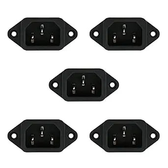 Baomain IEC 320 C14 Male Plug 3 Pins PCB Panel Power Inlet Socket Connectors AS-05 AC 250V 10A (5-Pack)