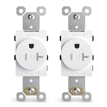 ELEGRP Tamper-Resistant Single Receptacle, 20Amp 125Volt Standard Electrical Singlex Wall Outlet, 2 Pole 3 Wire, NEMA 5-20R, Self-Grounding, Commercial Grade, UL Listed(White, 2 Pack)