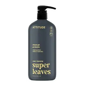 ATTITUDE Men's Body & Face Wash, Amber & Citrus, EWG Verified, 32 Fl Oz