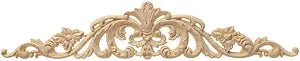European Style Wood Carved Onlay Appliques - Unpainted Furniture Decal for Bed, Door, Cabinet (40x8cm/15.75x3.15inch)