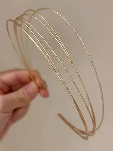 Tobeffect Multi Layers Metal Headbands for Women, 2Packs Fashion Thin Headband Layered Gold Elegant Hairbands Headpiece Trendy Hair Accessories for Girls