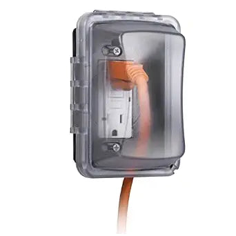 TayMac MM410CA Clear 1-Gang Weatherproof In-use 2-3/4-in. Electrical Outlet Cover with Round Box Adapter, Outdoor Outlet Cover for Electrical Box, UFAST Configuration, NEMA 3R