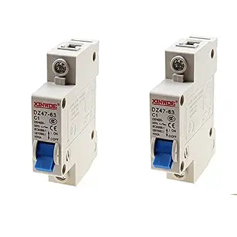 2 PCS 1 Pole 230/400V Low-Voltage Miniature Circuit Breaker 1A Din Rail Mount DZ47-63 C1