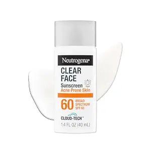 Neutrogena Clear Face Sunscreen Acne-Prone Skin SPF 60 with BEMT, 1.4 Fl Oz