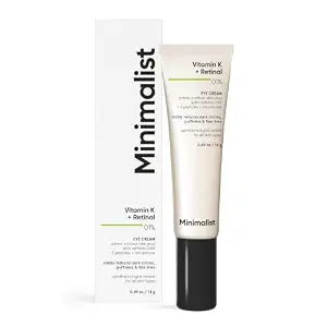 Minimalist Caffeine Eye Cream for Dark Circles, Puffiness, Bags Under Eyes, Wrinkles & Fine Lines | With Vitamin K Oxide, Retinal & Peptides | For Women & Men | 0.49 oz / 14 gm