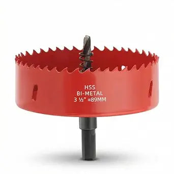 3.5 Inch Hole Saw, 3 1/2 Inch Hole Saw, M42 HSS Bi-Metal Hole Cutter, Triangular Shank Hole Saw Drill Bit with Spring for Wood, Plywood, Plastic, Gypsum Board, Various Thin Metal Sheet