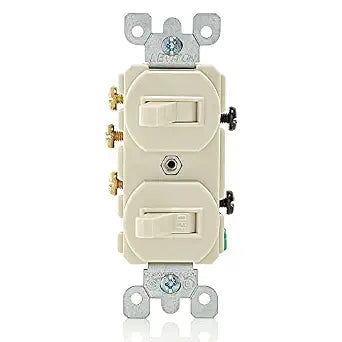 Leviton 15 Amp, 120/277 Volt, Duplex Style Single-Pole/3-Way Ac Combination Switch, Commercial Grade, Light Almond, 5241-T
