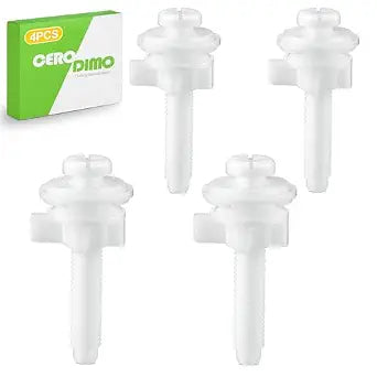 4 Pcs Toilet Seat Screws Replacement Kit, Universal White Plastic, Hinge Bolts with Nuts & Washers, Top Mount Toilet Seat Hardware, Lid Fastener, Tightening Part Set