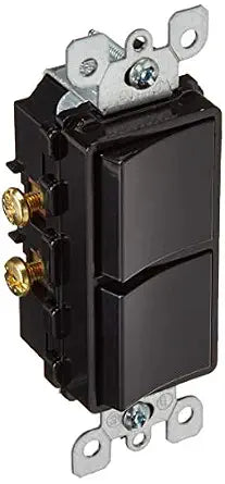 Leviton 15 Amp, 120/277 Volt, Decora Single-Pole, AC Combination Switch, Commercial Grade, Grounding, 5634-E, Black