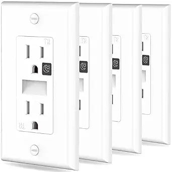 Electrical Receptacle Outlet with Built-in Nightlight,15A 125V TR Decorator