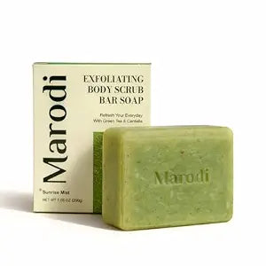 Body Scrub Bar Soap, 7 Oz (200g), Korean Exfoliating Body Wash Bar with Green Tea & Centella Extract, Subtle Fruity Citrus Scent, Deep Cleaning, Moisturizing & Refreshing, Sunrise Mist