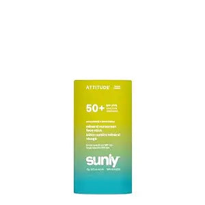 ATTITUDE Mineral Face Sunscreen Stick SPF 50+, Unscented, 0.53 Oz