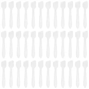 SumDirect Mini Cosmetic Spatula,400 Pcs Face Plastic Makeup Spatula Frosted Clear Disposable for Creams, Cosmetics & Crafts